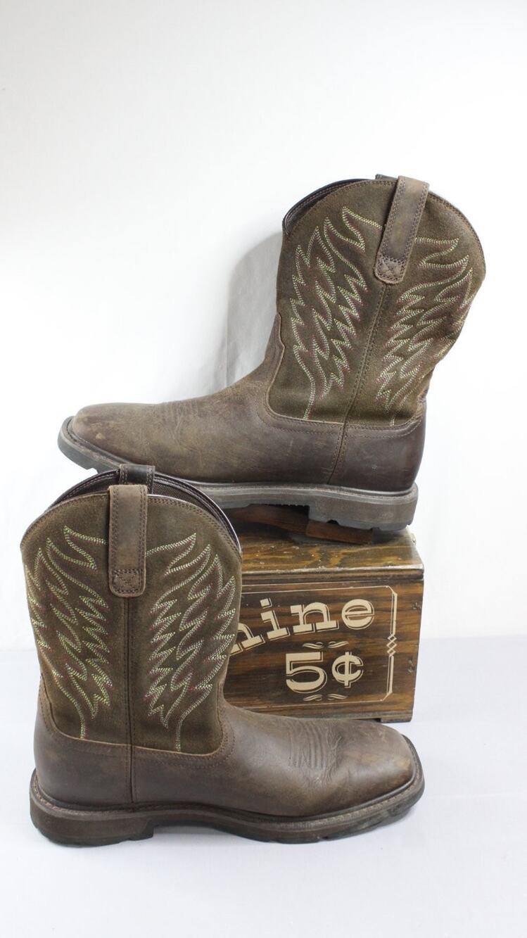 Ariat Work Hog Mens Size 11 Brown Western Boots Square Toe Profile leather